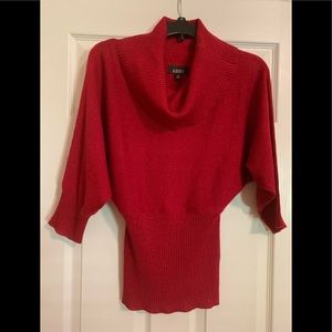 Red metallic threaded sweater.